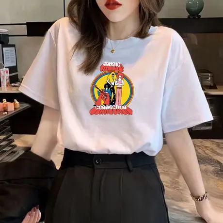清仓捡漏纯棉短袖t恤女设计感小众夏装短款高腰显瘦正肩上衣女潮商品大图