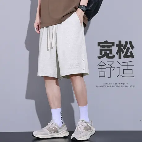 针织排扣运动休闲短裤男士夏季五分中裤子美式高街2024新款青少年商品大图