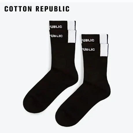Cotton Republic/棉花共和国棉质男士中筒袜双罗口毛巾底情侣休闲图片