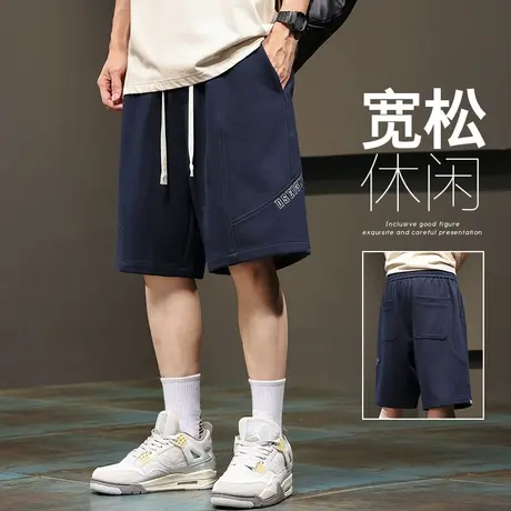 美式高街夏天针织男士五分休闲小短裤子男生夏季薄款潮牌运动中裤商品大图