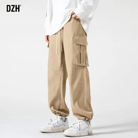 男士卡其色工装裤男直筒裤子男款秋季阔腿裤2023新款冲锋裤长裤男图片