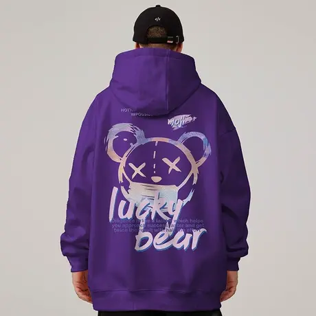 美式oversize港风连帽卫衣男生潮牌ins潮流大码男装春秋冬季加绒商品大图