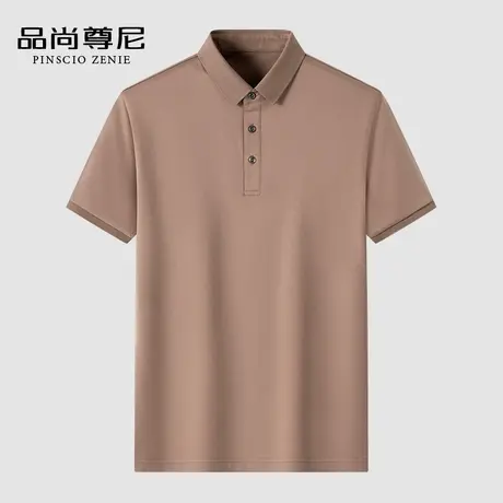 【冰爽棉】男士短袖T恤夏经典净色商务休闲透气中老年爸爸POLO衫商品大图