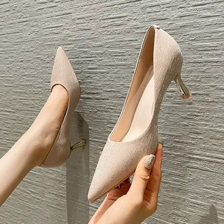 仙女风性感高跟鞋女细跟2024年春季新款尖头时尚百搭浅口职业单鞋商品大图