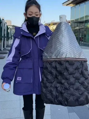 2023新款中长款派克羽绒服冬季小个子时尚收腰韩版休闲羽绒外套女图片