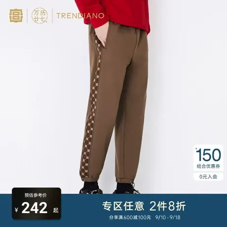 TRENDIANO官方潮牌「宫」联名系列秋季针织宫字提花束脚休闲裤男商品大图