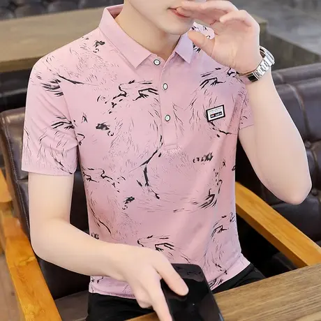 男士短袖t恤韩版潮流半袖纯棉夏季男装Polo衫体恤衣服打底针织衫商品大图