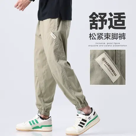夏天男款九分休闲裤子夏季薄款宽松男士美式工装夏款束脚哈伦男装商品大图
