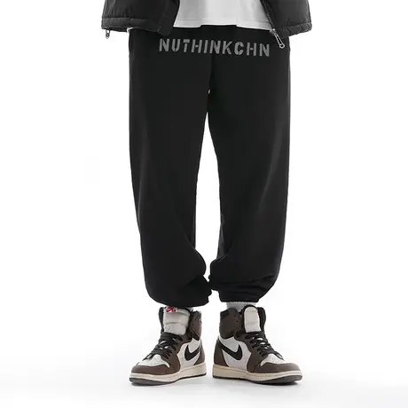 Nuthink欧美高街潮流vibe长裤男潮ins冬季加绒加厚宽松运动休闲裤商品大图