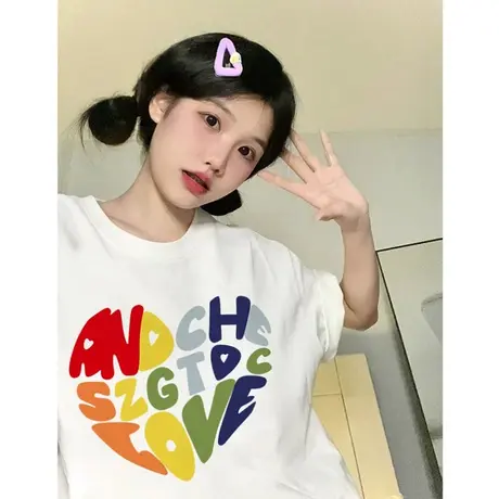 纯棉短袖t恤女小个子夏季2023新款设计感小众宽松oversize潮上衣商品大图