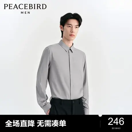 太平鸟男装 休闲衬衫2024春季新款合体吸湿透气斯文衬衫内搭衬衫图片
