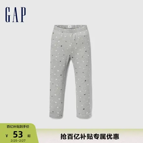 Gap女幼童春秋棉质洋气印花图案针织裤儿童装舒适运动长裤793891商品大图