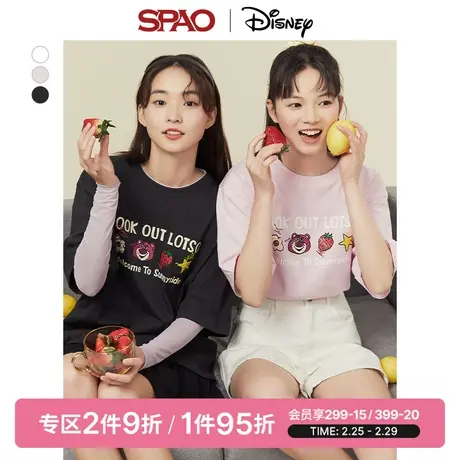 SPAO迪士尼草莓熊春季男女同款印花短袖圆领T恤SPRLD24D12图片