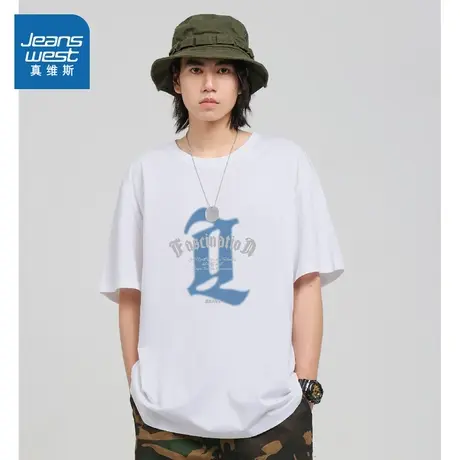 LN真维斯男装2024夏季新款 百搭纯棉上衣个性印花图案薄款短袖图片