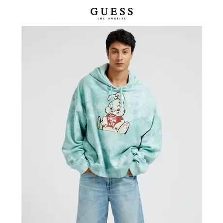 GUESSBANKSY23新男女款兔子印花扎染渐变连帽卫衣-M3RQ60KBCE0图片