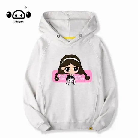 Ohlyah男女同款宽松落肩简约国潮流休闲运动套头连帽卫衣班服定制图片