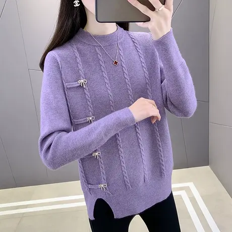 秋装2023年新款外穿半高领毛衣套头打底衫女内搭爆款洋气针织衫女商品大图