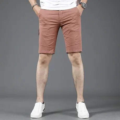 砖红色夏季休闲短裤男五分裤2023新款修身潮流男士薄款中裤子外穿商品大图