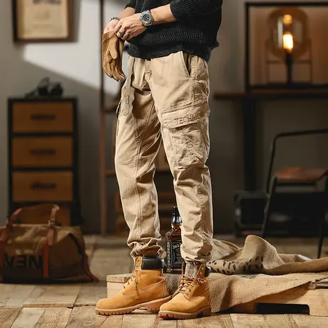 潮流百搭束脚工装裤长裤男装男士春秋冬休闲裤多袋大码潮流长裤商品大图
