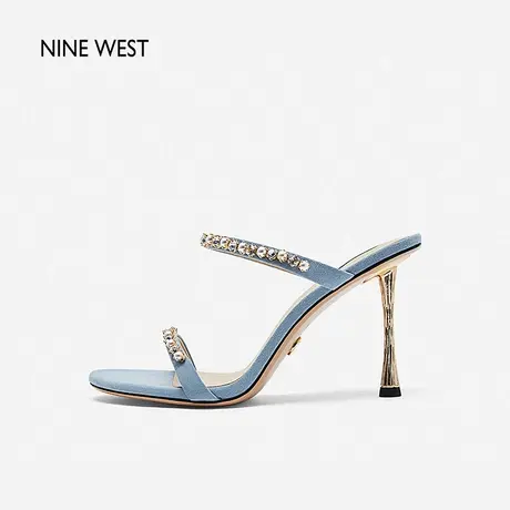 Nine West/玖熙时装细跟凉鞋女夏季新款闪钻一字带凉拖鞋高跟鞋商品大图
