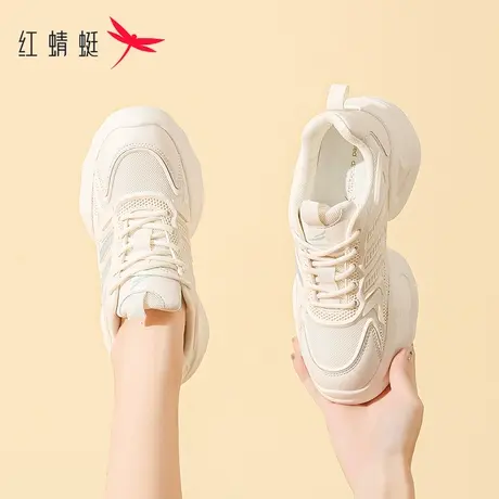红蜻蜓厚底复古老爹鞋女2023夏季新款炸街软底透气百搭增高运动鞋商品大图