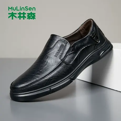 木林森男鞋男士皮鞋男款爸爸鞋休闲皮鞋男2024新款真皮软底软面商品大图