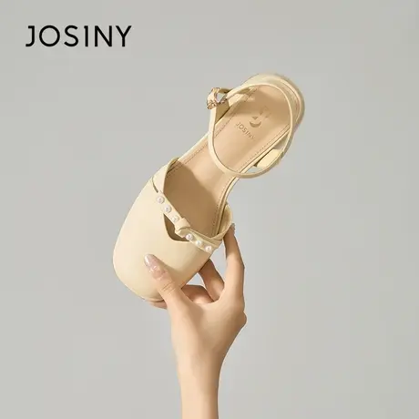 Josiny/卓诗尼女神推荐~新款夏季2023一字带凉鞋仙女风配裙子单鞋商品大图