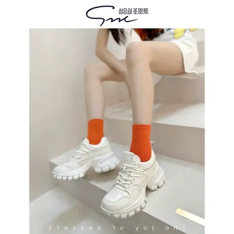 圣恩熙内增高老爹鞋女2024新款爆款韩版绑带羊皮里时尚运动休闲鞋图片