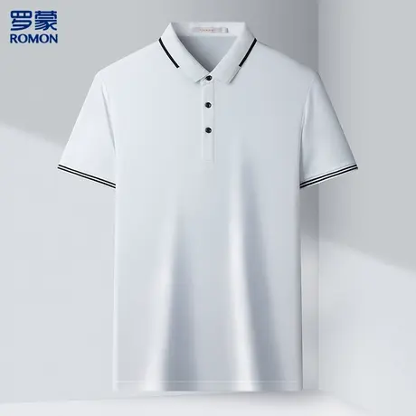 【含桑蚕丝+莫代尔】罗蒙男polo衫短翻领男士t恤短袖polo衫图片