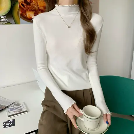 半高领打底衫女秋冬内搭黑色毛衣春秋洋气2023年新款早春针织上衣图片