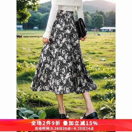 娅丽达小众洋气设计感碎花半身裙女夏季2024新款a字伞裙高腰裙子图片