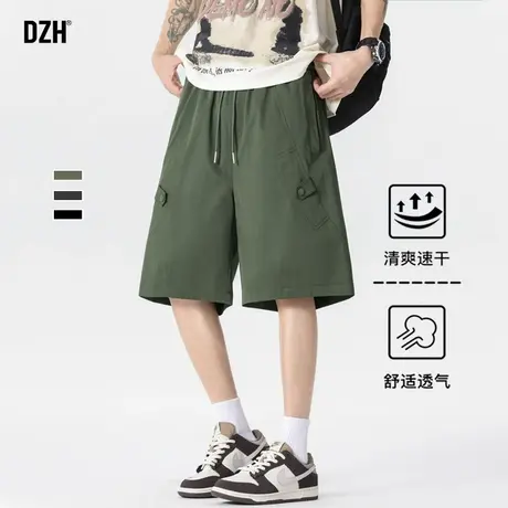 男士速干短裤男夏季薄款军绿色工装裤潮牌5分裤子宽松五分裤美式商品大图