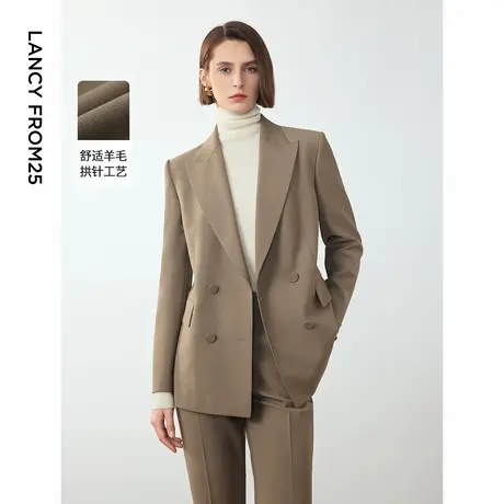 朗姿2024年冬季新款羊毛高级感修身职业休闲西装外套气质西服上衣图片