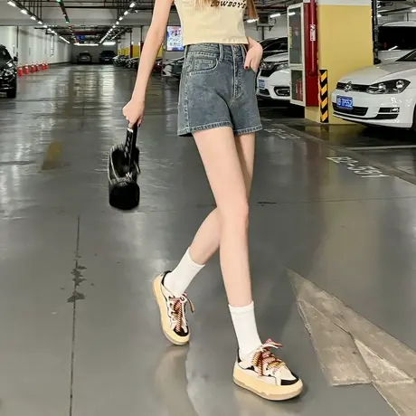 唐狮春夏季新款牛仔短裤女高腰弹力修身显瘦超短百搭热裤潮酷图片