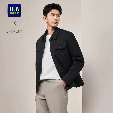 HLA/海澜之家轻商务时尚系列夹克2025春夏新款翻领满身印花外套男图片