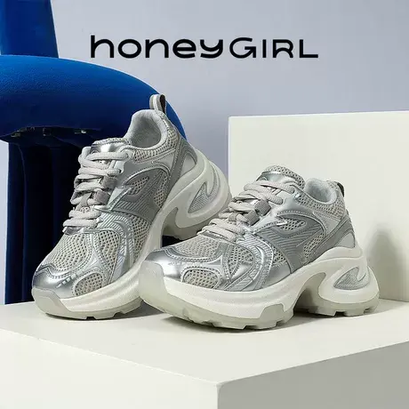 HoneyGIRL老爹鞋2025春夏春季运动新款透气增高休闲软底运动女鞋商品大图