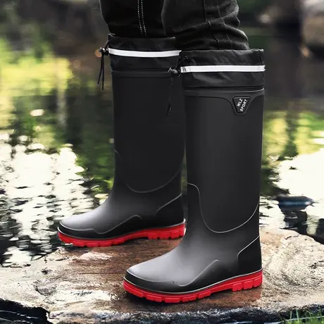 户外钓鱼防水鞋防滑长筒雨靴男款高筒骑行雨鞋男士涉水劳保工作鞋商品大图