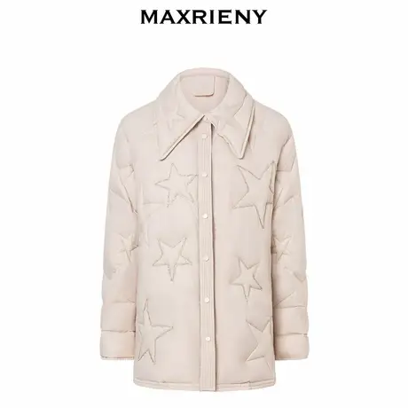 【奥莱】MAXRIENY衬衣式翻领轻薄羽绒服冬季肌理感宽松外套图片