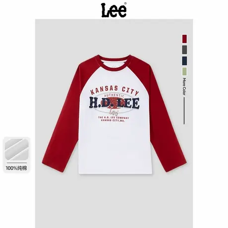 Lee童装儿童长袖t恤薄款2025新款男童秋季上衣女童车厘子红体恤衫图片