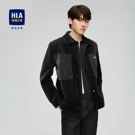 HLA/海澜之家2023翻领夹克潮流拼接肤感面料时尚易打理外套男商品大图