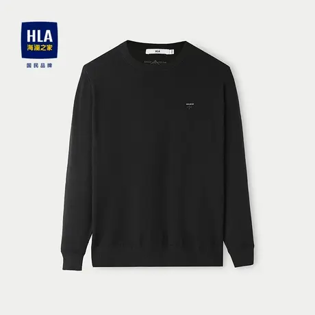 HLA/海澜之家立体印花针织衫25秋新经典圆领保暖休闲风柔软毛衣男图片