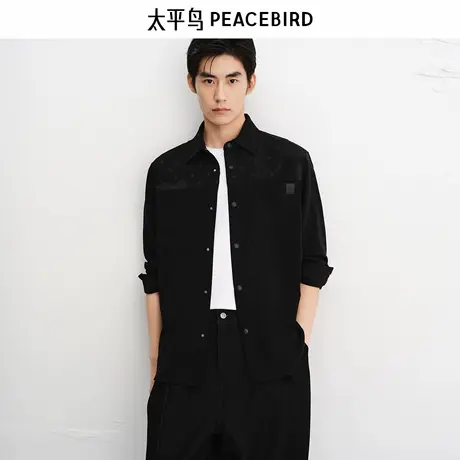 【商场同款】太平鸟男装 2024年秋季老花刺绣衬衫男B1CHE3320商品大图