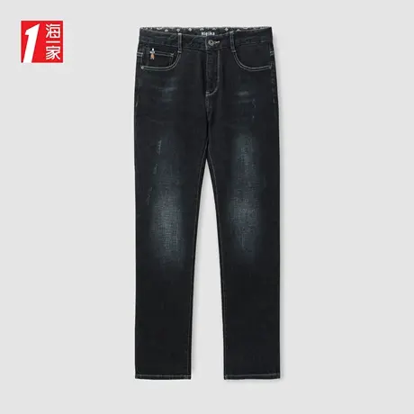 海一家修身舒适长裤2023秋季新款时尚有型基础休闲男士牛仔裤商品大图