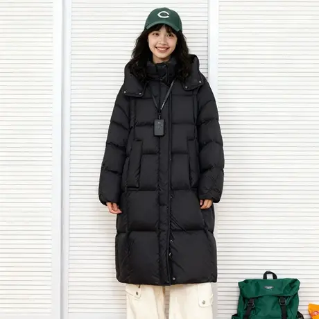 唐狮官方黑色羽绒服女款冬季2026新款中长款巨好看冬装保暖外套VB图片