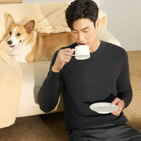 雅戈尔奥莱 男装秋冬季驼绒V领毛衣青年保暖职业上班打底针织衫商品大图