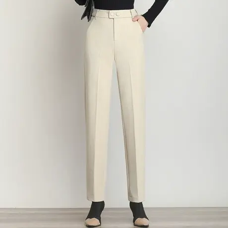 毛呢哈伦裤女2023年秋冬新款高腰显瘦长裤子时尚百搭小个子休闲裤商品大图