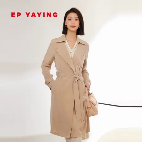 [真丝系列]EP雅莹女装 时尚翻领设计感长款风衣  新款7303A图片