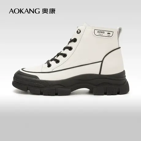 【门店发货】奥康女鞋春秋季新款休闲时尚百搭日常高帮鞋拼色潮图片