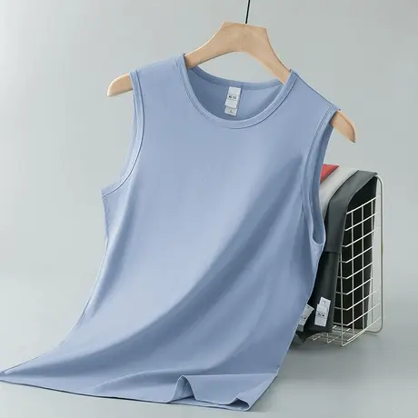 莫代尔冰丝背心男夏季速干凉感无袖t恤纯色运动篮球跨栏坎肩汗衫商品大图