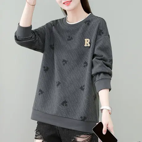 圆领卫衣女秋冬2023年新款创意时尚设计感宽松上衣休闲百搭外套潮商品大图